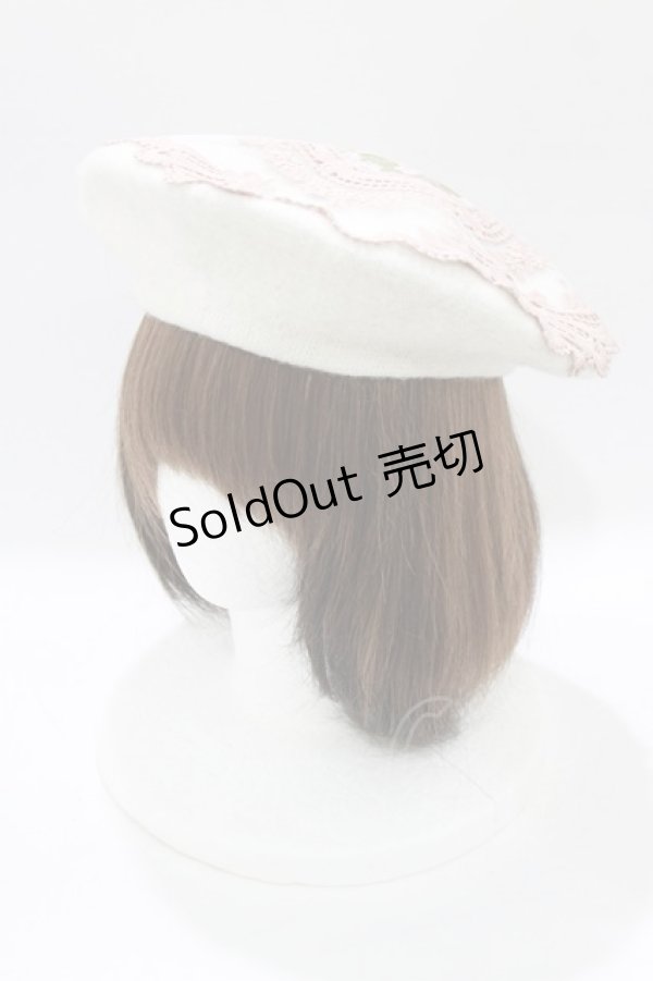 画像2: MorunxMuunaStoik / wisleyベレー帽  オフホワイト×ベージュピンク H-26-02-10-075-EL-AC-KB-ZH (2)