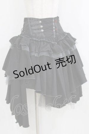 画像: Ozz oneste / 薔薇刺繍イレギュラースカート  黒 H-26-02-10-012-OO-SK-KB-ZH