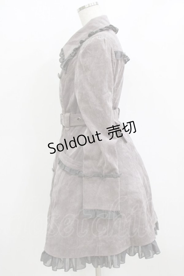 画像2: ALGONQUINS / ダブルボタンフリルコート  グレージュ H-26-02-10-015-AL-CO-KB-ZH (2)