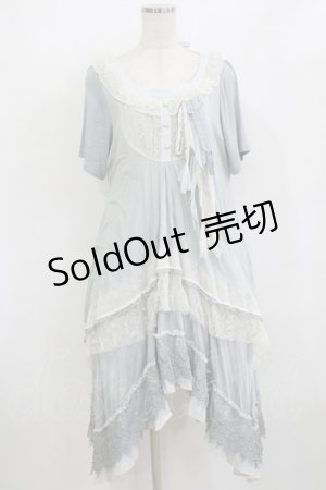 画像: h.NAOTO / おててレースヨーク切替ワンピース  サックス H-26-02-10-018-HN-OP-KB-ZH