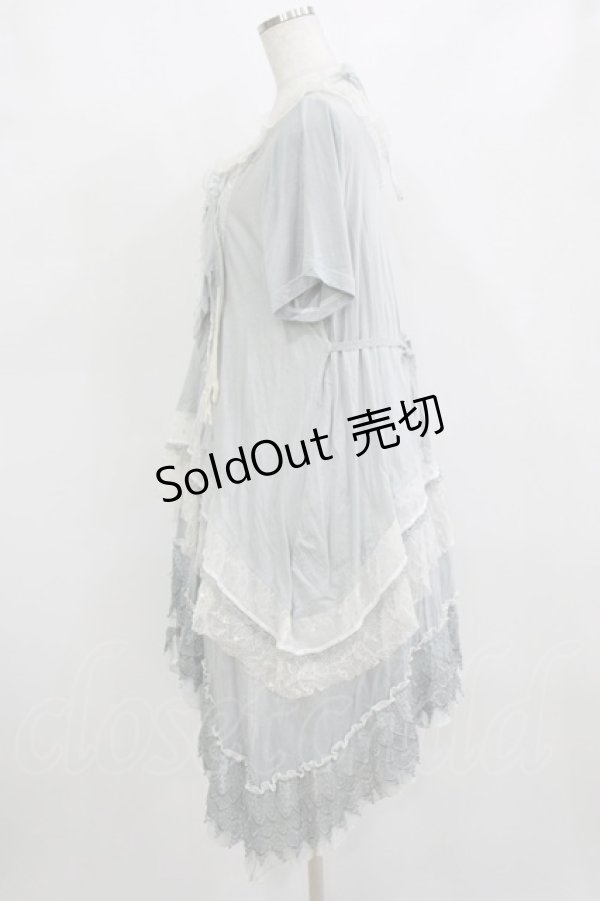 画像2: h.NAOTO / おててレースヨーク切替ワンピース  サックス H-26-02-10-018-HN-OP-KB-ZH (2)