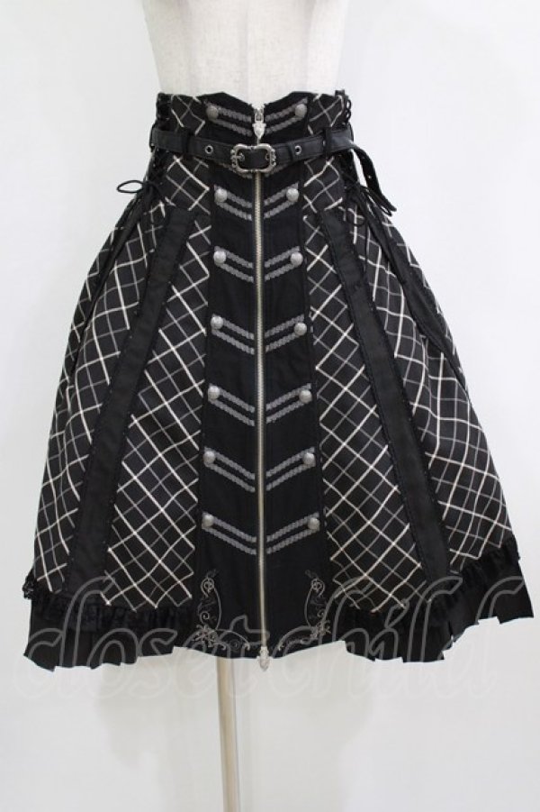 画像1: OZZ ANGELO / ローズハンティングジップスカート  ブラック H-26-02-10-003-OO-SK-KB-ZH (1)