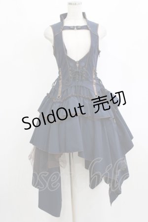 画像: OZZ ANGELO / イレギュラーオーバーワンピース  ネイビー×ブラウン H-26-02-10-022-OO-OP-KB-ZH