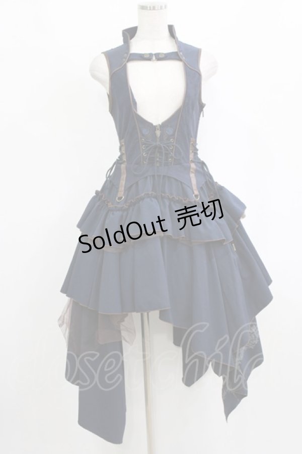 画像1: OZZ ANGELO / イレギュラーオーバーワンピース  ネイビー×ブラウン H-26-02-10-022-OO-OP-KB-ZH (1)