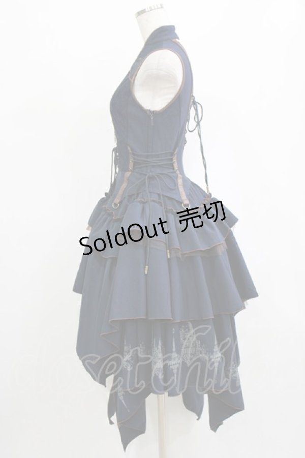 画像2: OZZ ANGELO / イレギュラーオーバーワンピース  ネイビー×ブラウン H-26-02-10-022-OO-OP-KB-ZH (2)