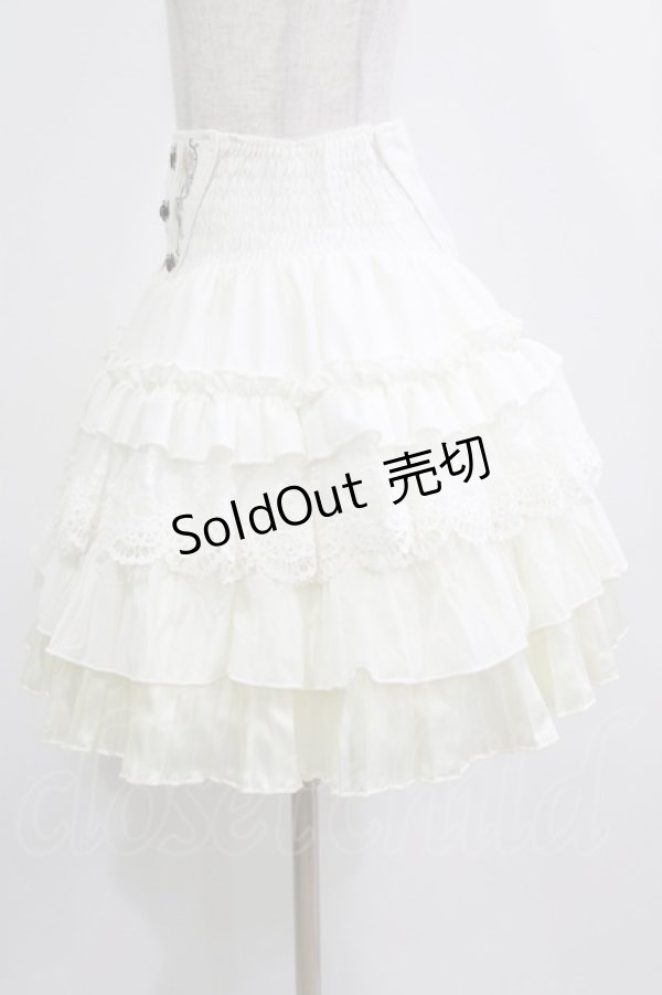 画像2: Ozz oneste / 薔薇刺繍レースフリルスカート  ホワイト H-26-02-10-023-OO-SK-KB-ZH (2)