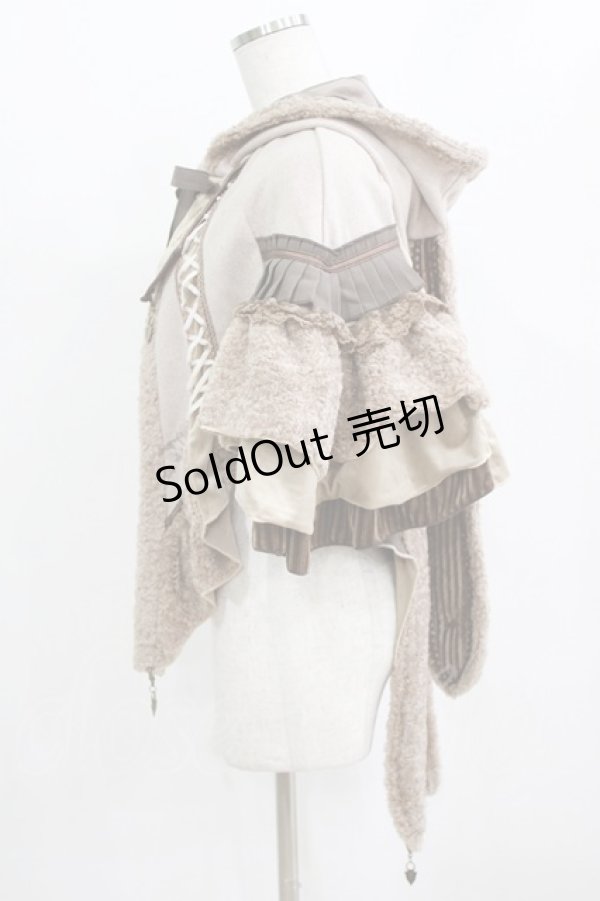 画像2: Ozz oneste / うさ耳フードケープマント  ベージュ H-26-02-11-028-OO-JA-KB-ZH (2)