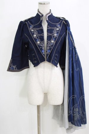 画像: Ozz oneste / 青薔薇マント付ジャケット  ネイビー H-26-02-11-029-OO-JA-KB-ZH