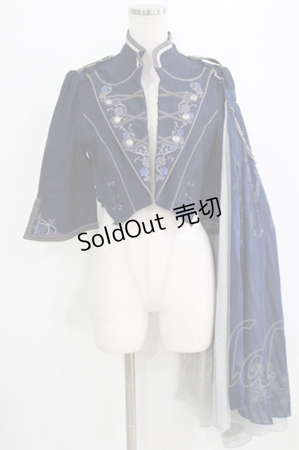 画像1: Ozz oneste / 青薔薇マント付ジャケット  ネイビー H-26-02-11-029-OO-JA-KB-ZH (1)