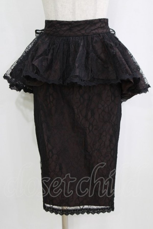 画像1: abilletage / フィッシュテールペプラムスカート  ボルドー H-26-02-11-032-GO-SK-KB-ZH (1)