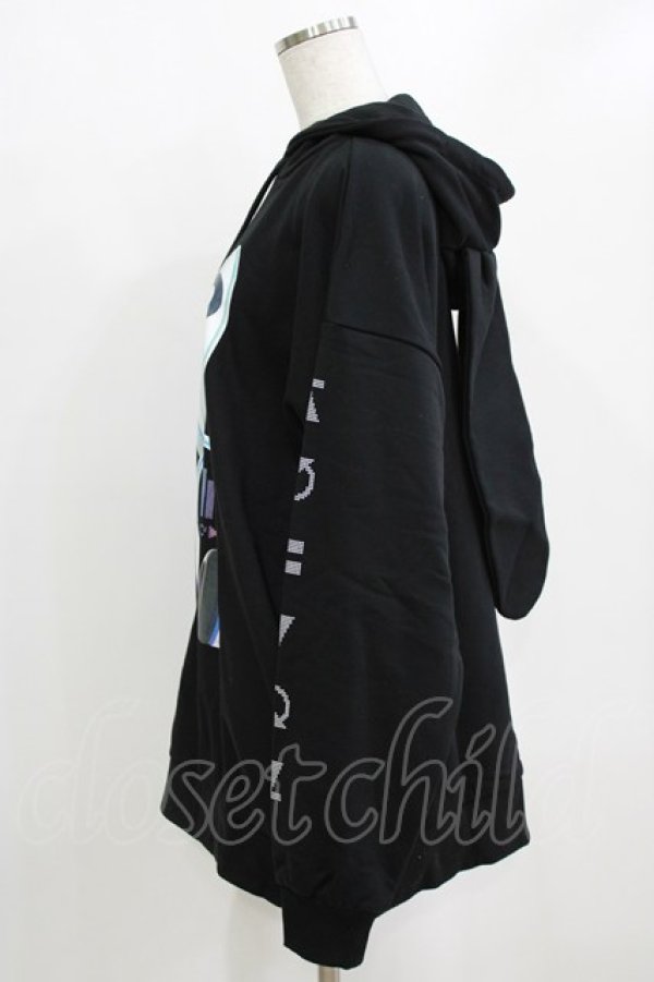 画像2: LISTEN FLAVOR / サイバーうさ耳ヘッドホンパーカー F 黒 H-26-02-11-041-PU-TO-AK-ZH (2)