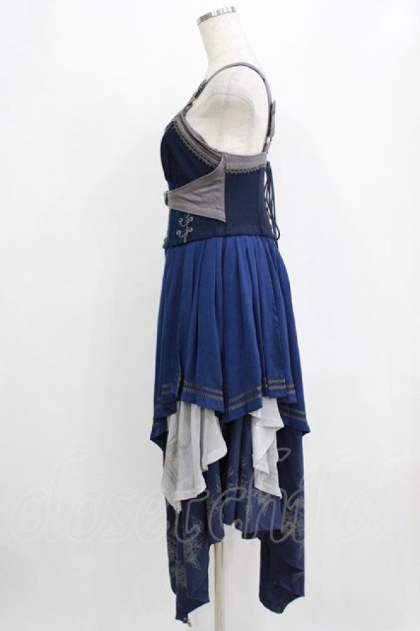 画像2: Ozz oneste / 薔薇刺繍ナポレオン2Wayビスチェ  ネイビー H-26-02-11-042-OO-TO-KB-ZH (2)