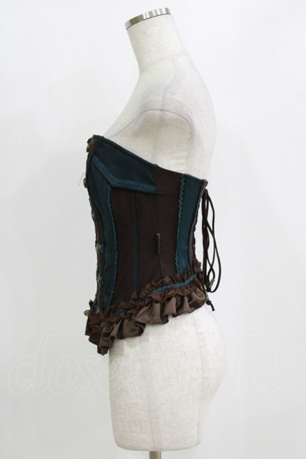 画像2: Ozz oneste / ナポレオンオーバーバストコルセット  ブラウン×グリーン H-26-02-11-045-OO-TO-KB-ZH (2)