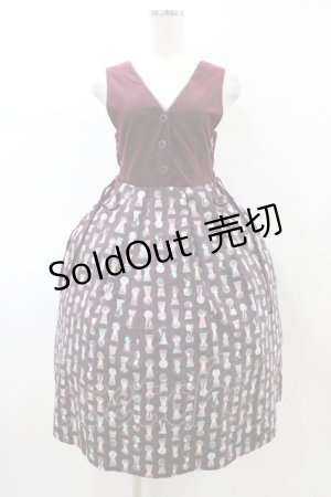 画像: axes femme POETIQUE / アリス　鍵穴柄ジャンスカ M ワイン H-26-02-11-1035-AX-OP-NS-ZH