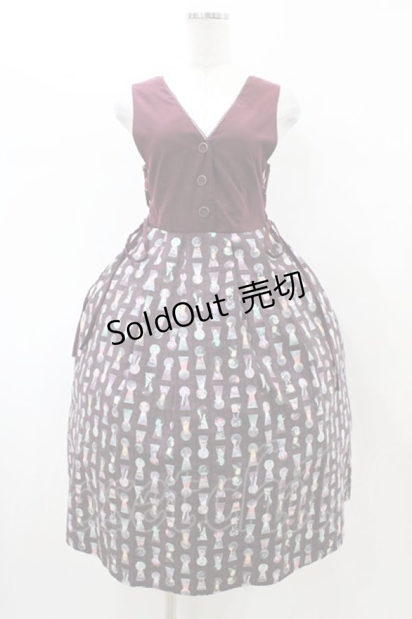 画像1: axes femme POETIQUE / アリス　鍵穴柄ジャンスカ M ワイン H-26-02-11-1035-AX-OP-NS-ZH (1)