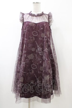 画像: axes femme / トラベルチュール重ねワンピース M ワイン H-26-02-11-1036-AX-OP-NS-ZH