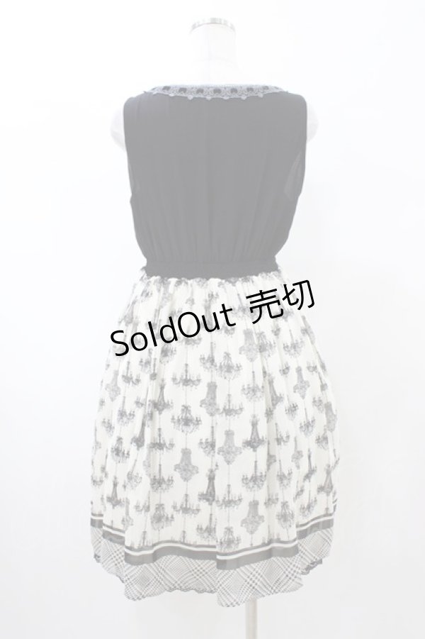 画像2: axes femme / シャンデリア柄切替ワンピース M 生成り/ブラック H-26-02-11-1037-AX-OP-NS-ZH (2)