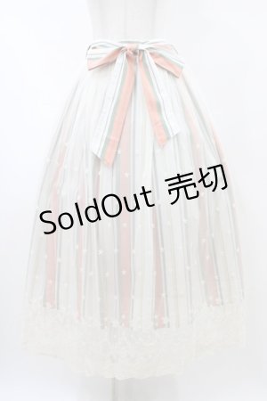 画像: axes femme / レース重ねストライプスカート M オフ/オレンジ/グリーン H-26-02-11-1043-AX-SK-NS-ZH