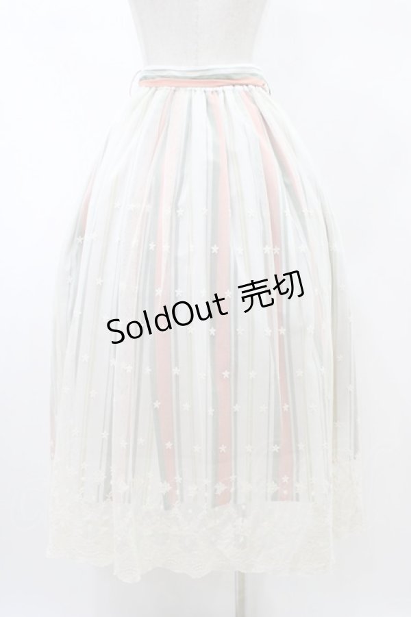 画像2: axes femme / レース重ねストライプスカート M オフ/オレンジ/グリーン H-26-02-11-1043-AX-SK-NS-ZH (2)