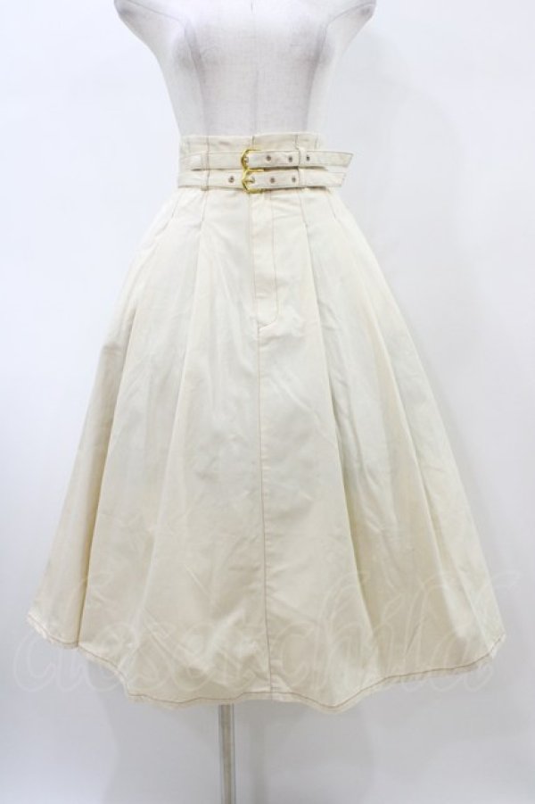 画像1: an another angelus / ダブルベルトタックフレアースカート Free Ivory H-26-02-11-1044-CA-SK-NS-ZH (1)