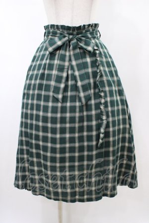 画像: Secret Honey / リボン付きチェックスカート Free グリーン H-26-02-11-1046-CA-SK-NS-ZH