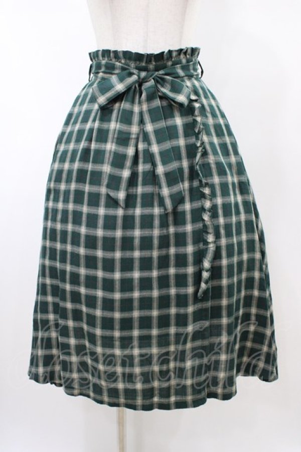 画像1: Secret Honey / リボン付きチェックスカート Free グリーン H-26-02-11-1046-CA-SK-NS-ZH (1)