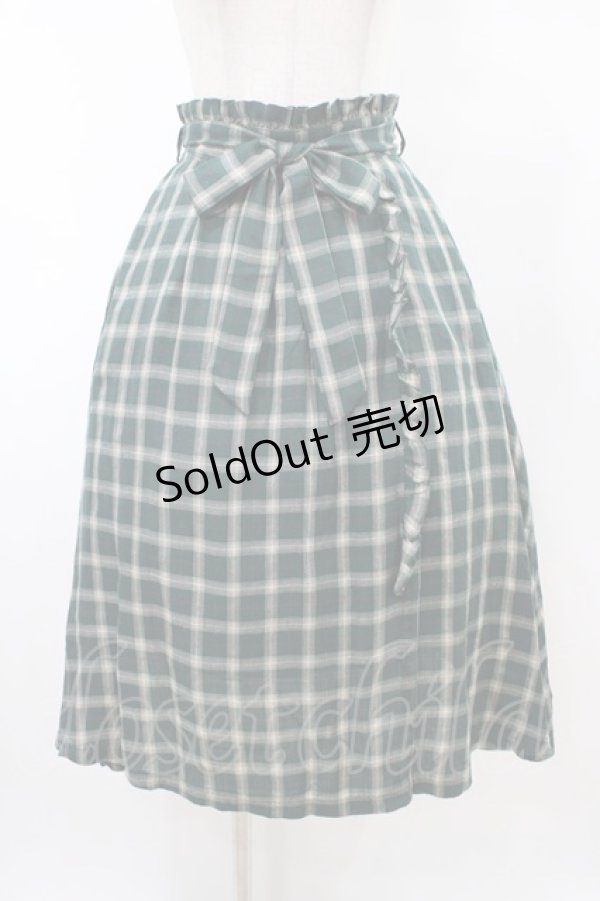 画像1: Secret Honey / リボン付きチェックスカート Free グリーン H-26-02-11-1046-CA-SK-NS-ZH (1)