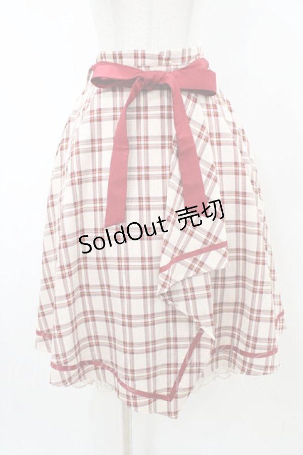 画像1: axes femme POETIQUE / チェックラッフルフリルスカート M レッド H-26-02-11-1047-AX-SK-NS-ZH (1)