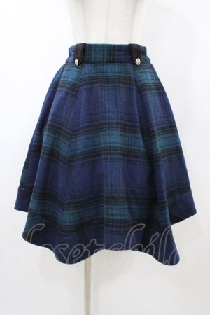 画像: axes femme / シャギーチェックイレヘムスカート M グリーン/ネイビー H-26-02-11-1048-AX-SK-NS-ZH
