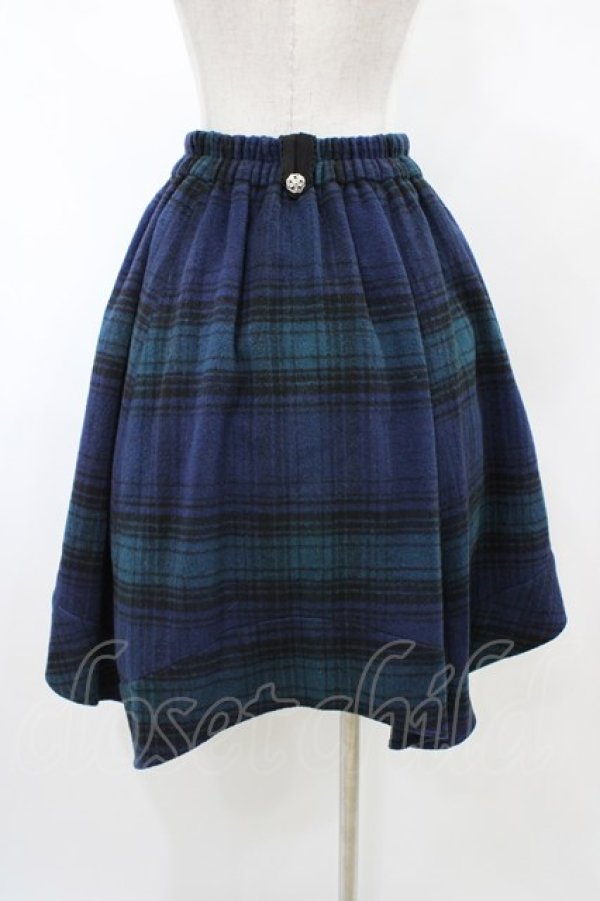 画像2: axes femme / シャギーチェックイレヘムスカート M グリーン/ネイビー H-26-02-11-1048-AX-SK-NS-ZH (2)