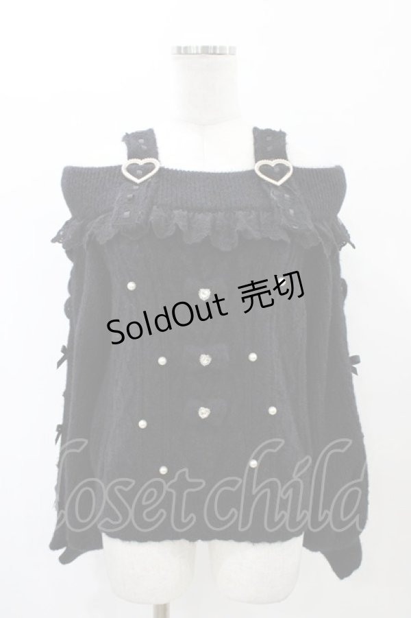 画像1: LIZ LISA / オフショルフェザーニットトップス Free ブラック H-26-02-11-1052-LO-TO-YZ-ZH (1)