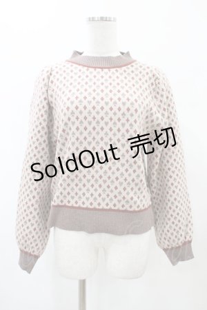 画像: axes femme POETIQUE / トランプ柄ニット M ベージュ H-26-02-11-1056-AX-TO-NS-ZH