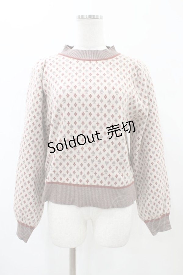 画像1: axes femme POETIQUE / トランプ柄ニット M ベージュ H-26-02-11-1056-AX-TO-NS-ZH (1)