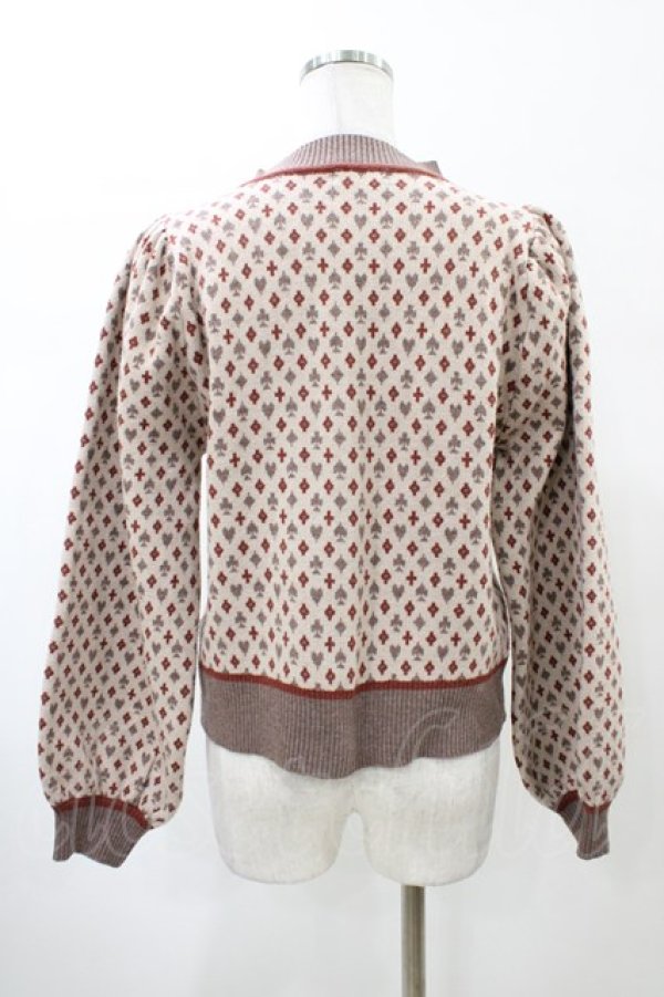 画像2: axes femme POETIQUE / トランプ柄ニット M ベージュ H-26-02-11-1056-AX-TO-NS-ZH (2)