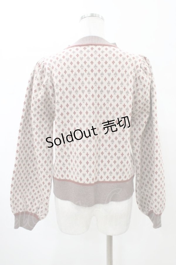 画像2: axes femme POETIQUE / トランプ柄ニット M ベージュ H-26-02-11-1056-AX-TO-NS-ZH (2)