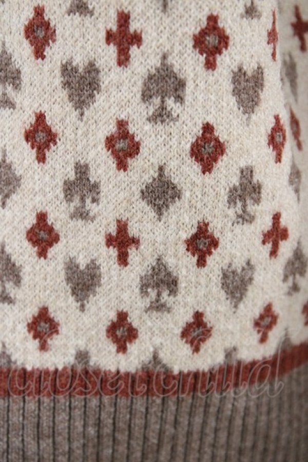 画像3: axes femme POETIQUE / トランプ柄ニット M ベージュ H-26-02-11-1056-AX-TO-NS-ZH (3)