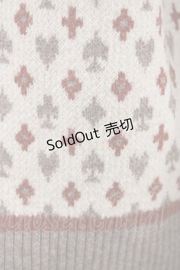 画像3: axes femme POETIQUE / トランプ柄ニット M ベージュ H-26-02-11-1056-AX-TO-NS-ZH (3)