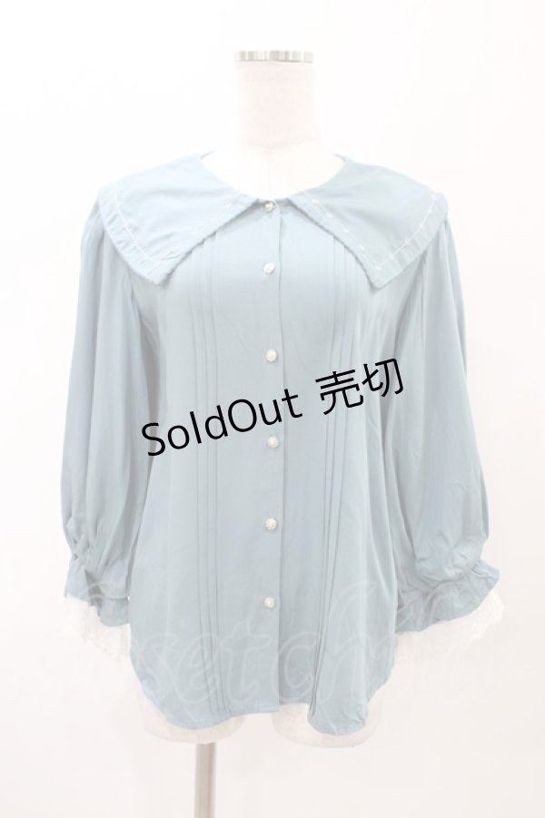 画像1: axes femme POETIQUE / 襟刺繍ボリューム袖ブラウス M グリーン H-26-02-11-1057-AX-BL-NS-ZH (1)