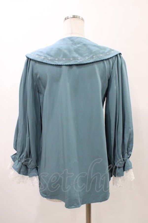 画像2: axes femme POETIQUE / 襟刺繍ボリューム袖ブラウス M グリーン H-26-02-11-1057-AX-BL-NS-ZH (2)