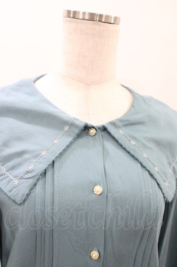 画像3: axes femme POETIQUE / 襟刺繍ボリューム袖ブラウス M グリーン H-26-02-11-1057-AX-BL-NS-ZH (3)