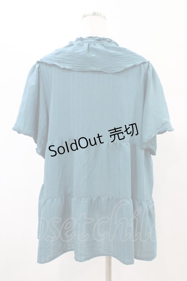 画像2: axes femme / 刺繍襟ティアードチュニック M Bグリーン H-26-02-11-1058-AX-BL-NS-ZH (2)