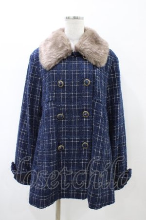 画像: axes femme / ツイードショートコート M ネイビー H-26-02-11-1059-AX-CO-NS-ZH