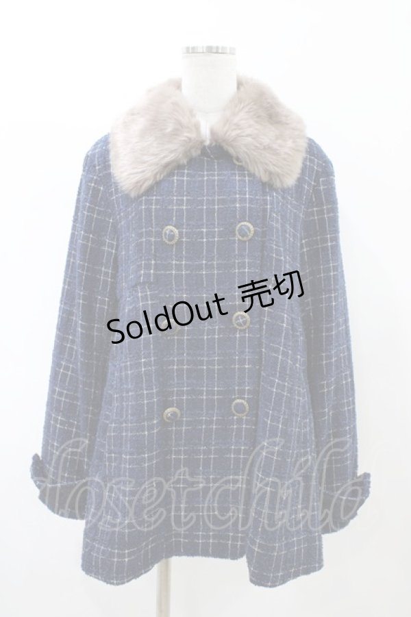 画像1: axes femme / ツイードショートコート M ネイビー H-26-02-11-1059-AX-CO-NS-ZH (1)