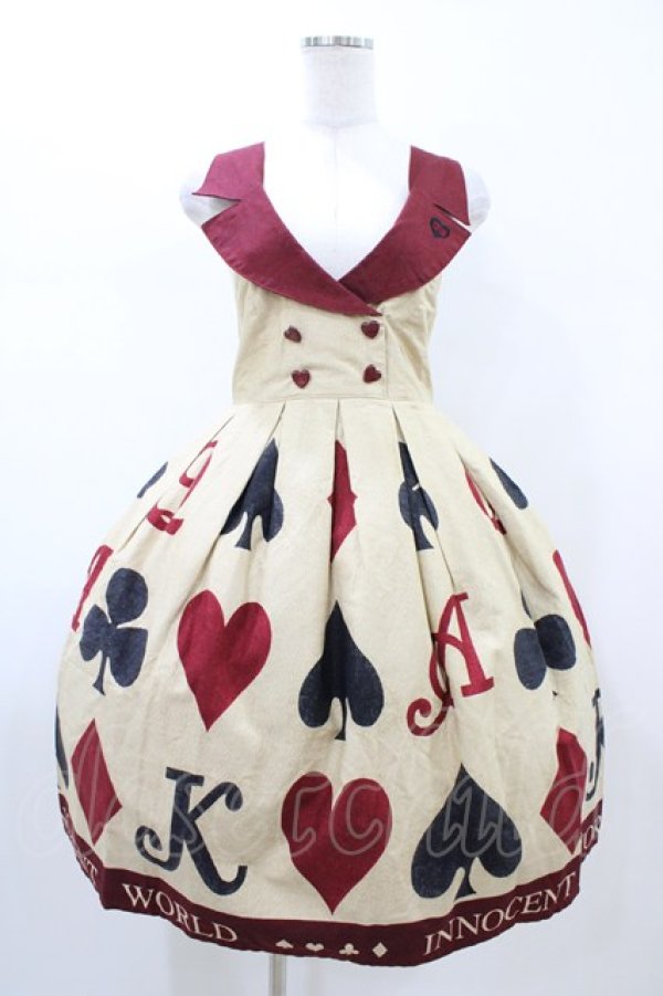 画像1: Innocent World / トランプゴブラン衿付きジャンパースカート M ベージュ H-26-02-11-1013-IW-OP-NS-ZH (1)