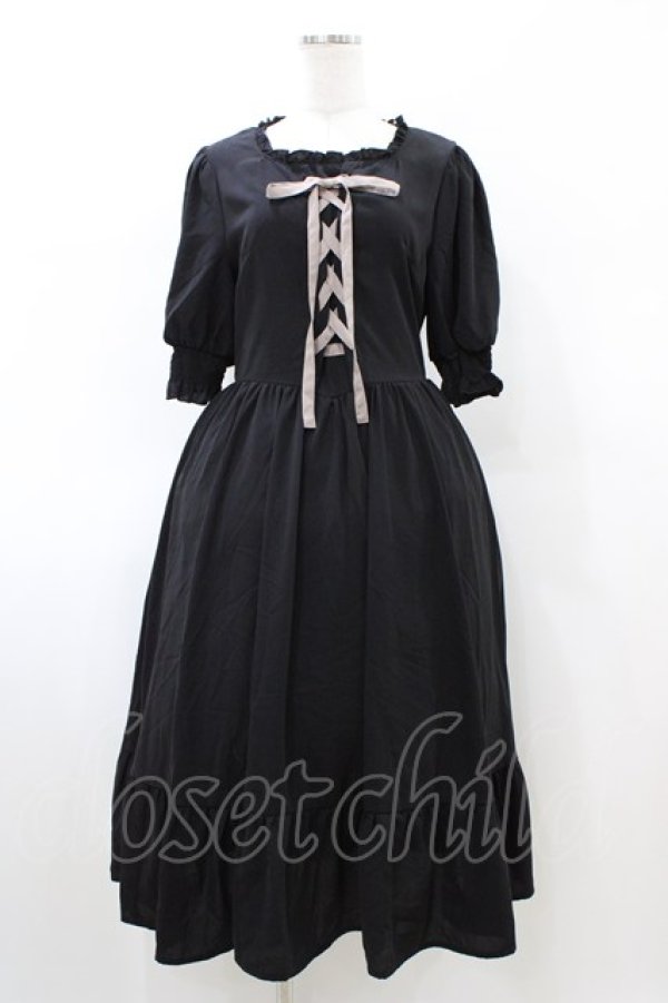 画像1: m petit by misako / AMレースアップワンピース L ブラック H-26-02-11-1016-LO-OP-NS-ZH (1)