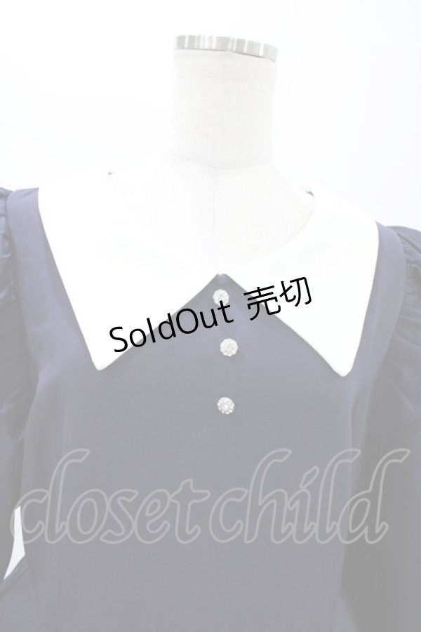 画像3: DearMyLove / 配色角襟フリルタック長袖ワンピース 3L ネイビー H-26-02-11-1017-EL-OP-NS-ZH (3)