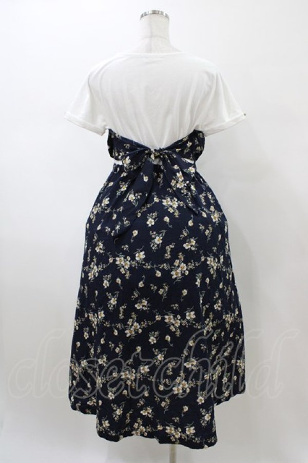 画像2: axes femme / ビスチェ切替ドッキングワンピース M ネイビー H-26-02-11-1018-AX-OP-NS-ZH (2)