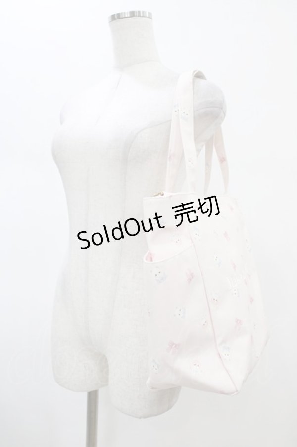 画像2: Maison de FLEUR / クリーミーねこ/うさぎサイドポケットトート  ピンク H-26-02-11-1002-LO-BG-YZ-ZH (2)