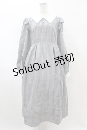 画像: DearMyLove / 配色角襟フリルタック長袖ワンピース 3L ブラック H-26-02-11-1019-EL-OP-NS-ZH