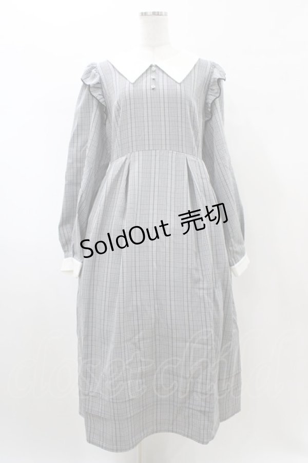 画像1: DearMyLove / 配色角襟フリルタック長袖ワンピース 3L ブラック H-26-02-11-1019-EL-OP-NS-ZH (1)